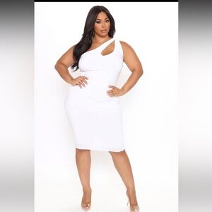 White Midi Dress One Shoulder